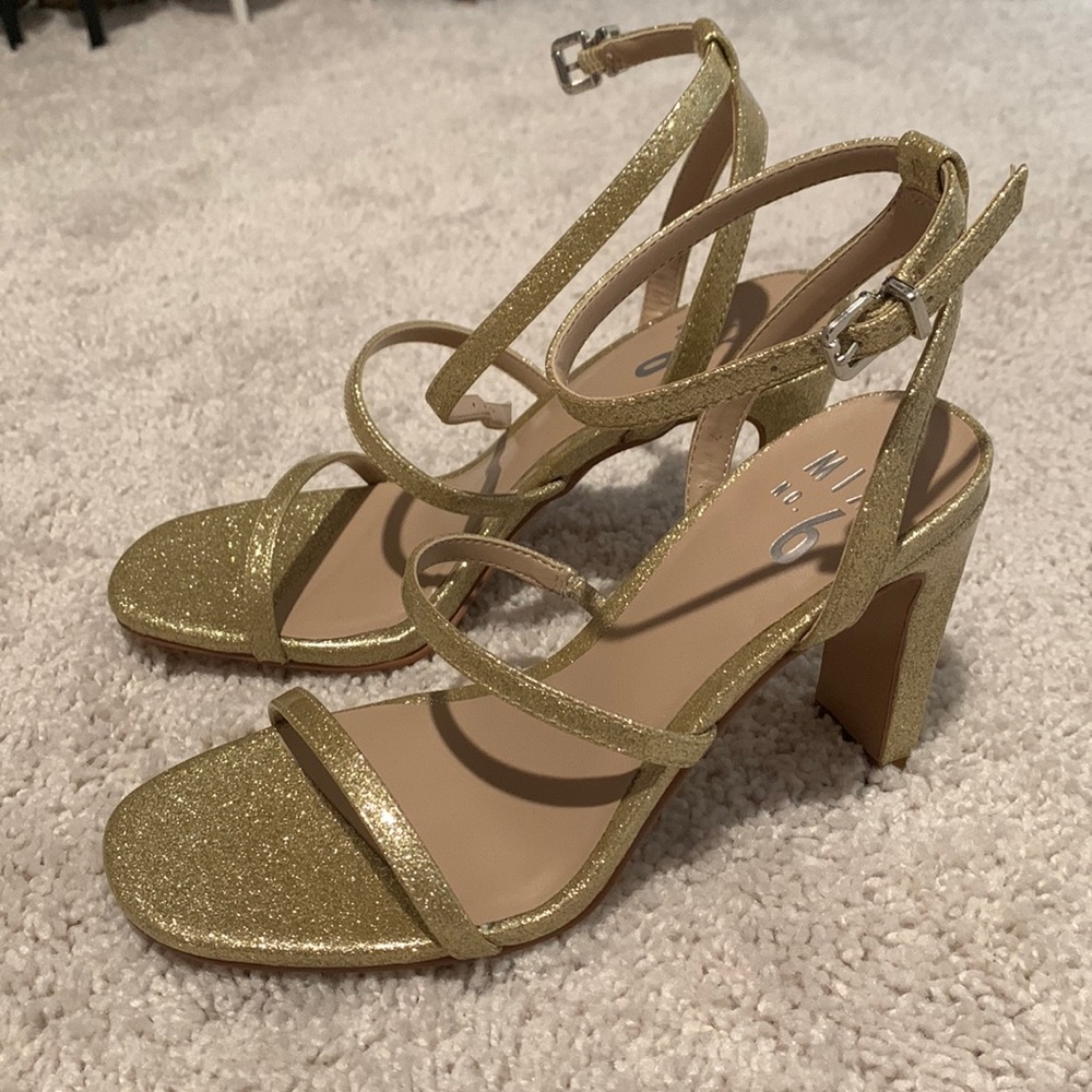 Gold block heels